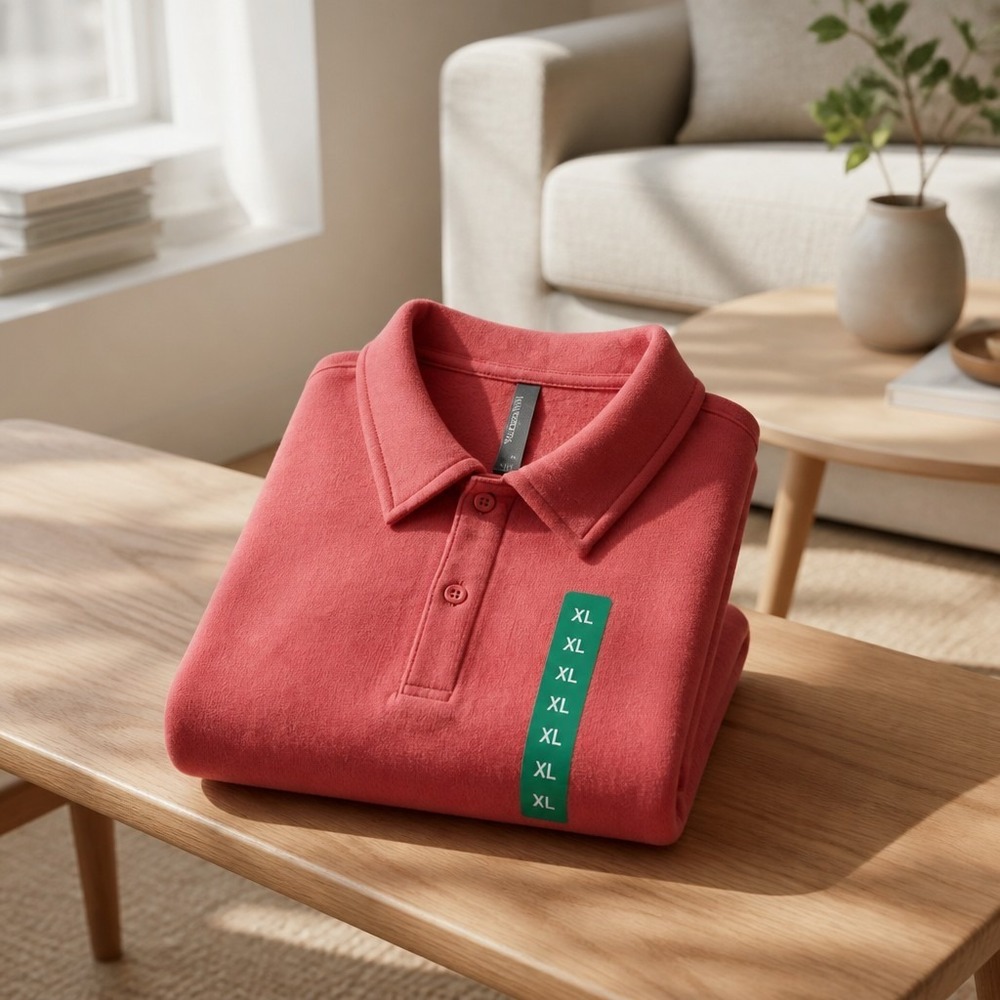 Mondetta Men's Salmon Pink Fleece Polo Sweatshirt